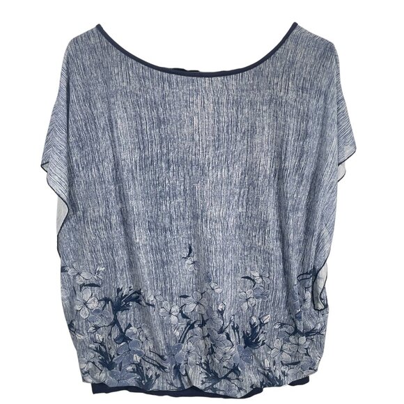 BaiShengGT Sleeveless Layered Shirt Womens 2XL Flowy Blue Floral Sheer - Picture 6 of 6